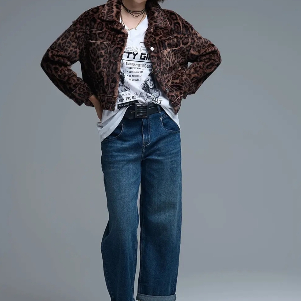 NWT Q2 Leopard Faux Fur Jacket